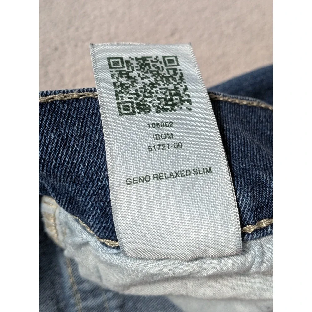 True Religion Mens Appx. 34x32 Jeans Geno Blue Relaxed Slim Denim 34